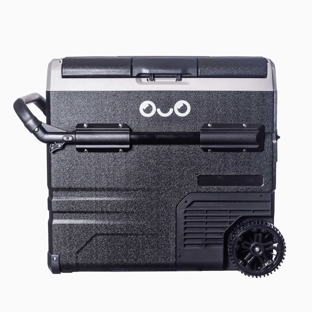 100% wireless portable fridge/freezer with dual-zone cooling, built-in battery, app control, telescopic handle and wheels. Ideal for off-road & outdoors.